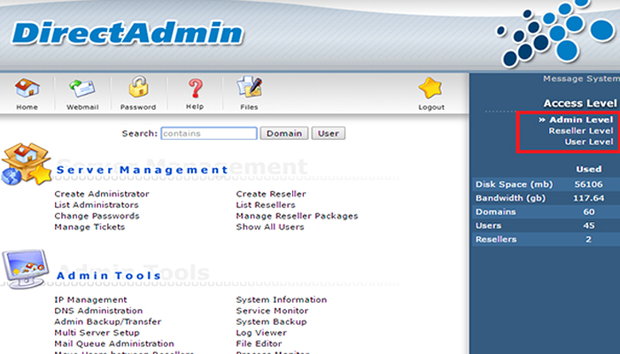 Phần mềm quản trị hosting DirectAdmin
