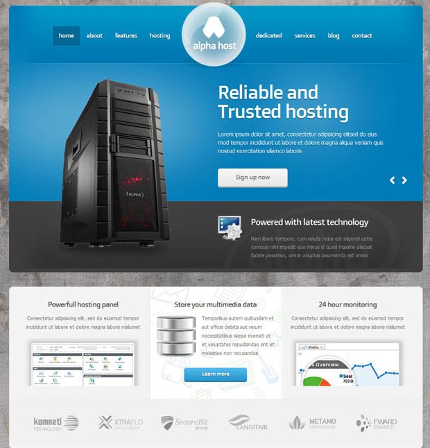 Alphahost - giao diện website bán hosting domain cho người mới